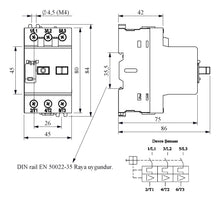Load image into Gallery viewer, EMAS MKS1TM-1 motor protection circuit breaker - technical drawing with dimensions (mm)