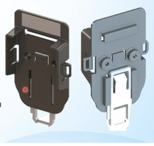 Charger l'image dans la galerie, Novus N-Clip DIN rail adapter 8990000130 front and rear views showing the lower fastening clip