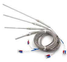 Load image into Gallery viewer, Type K Thermocouple Sensor, 5mm Dia 50-200mm Length Stainless Probe 400C Max (2M Lead)