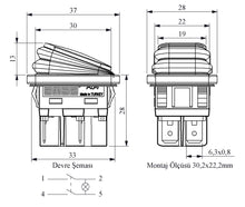 Load image into Gallery viewer, EMAS A54 Series - Illuminated Red/Yellow/Green IP65 Rocker Switch DPST 16A 230V (30x22mm)