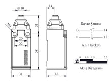 Load image into Gallery viewer, EMAS L51 Metal Body 10 mm Metal Plunger Snap Action 1NO+1NC Limit Switch
