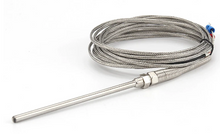 Load image into Gallery viewer, Type K Thermocouple Sensor, 5mm Dia 50-200mm Length Stainless Probe 400C Max (2M Lead)
