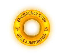 Load image into Gallery viewer, EMAS BET60FLASH2 60mm flashing emergency stop legend plate, 24V AC/DC - illuminated
