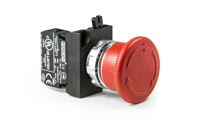 EMAS CM200E - IP65 Metal Body Emergency Stop 40mm Head Turn Release (1 N.C.)