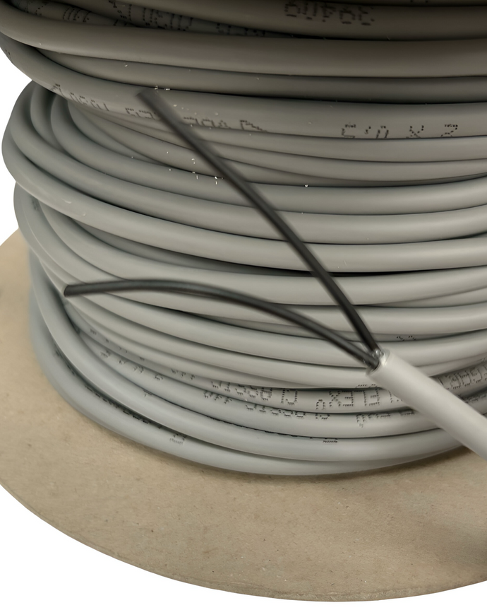 2 Core 0.5mm2 YY Cable, Grey Flexible. Per Metre (Suitable For NTC Sensors)