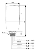 Load image into Gallery viewer, EMAS IF5P024XM05-1 multicolour LED beacon - technical drawing with dimensions (mm)
