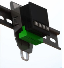Charger l'image dans la galerie, Novus N-Clip 35mm DIN rail adapter with a 48x48mm N1030 PID controller clipped onto DIN rail, detachable terminal block underneath
