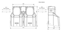 Charger l'image dans la galerie, EMAS PDKA22BB10 guarded double foot switch - technical drawing with dimensions (mm)
