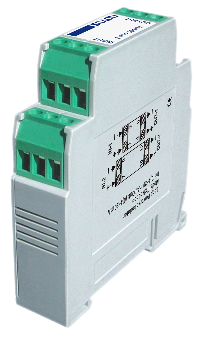 Novus TxIsoLoop-2 - Loop Powered Splitter/Isolator (2CH, 4-20mA)