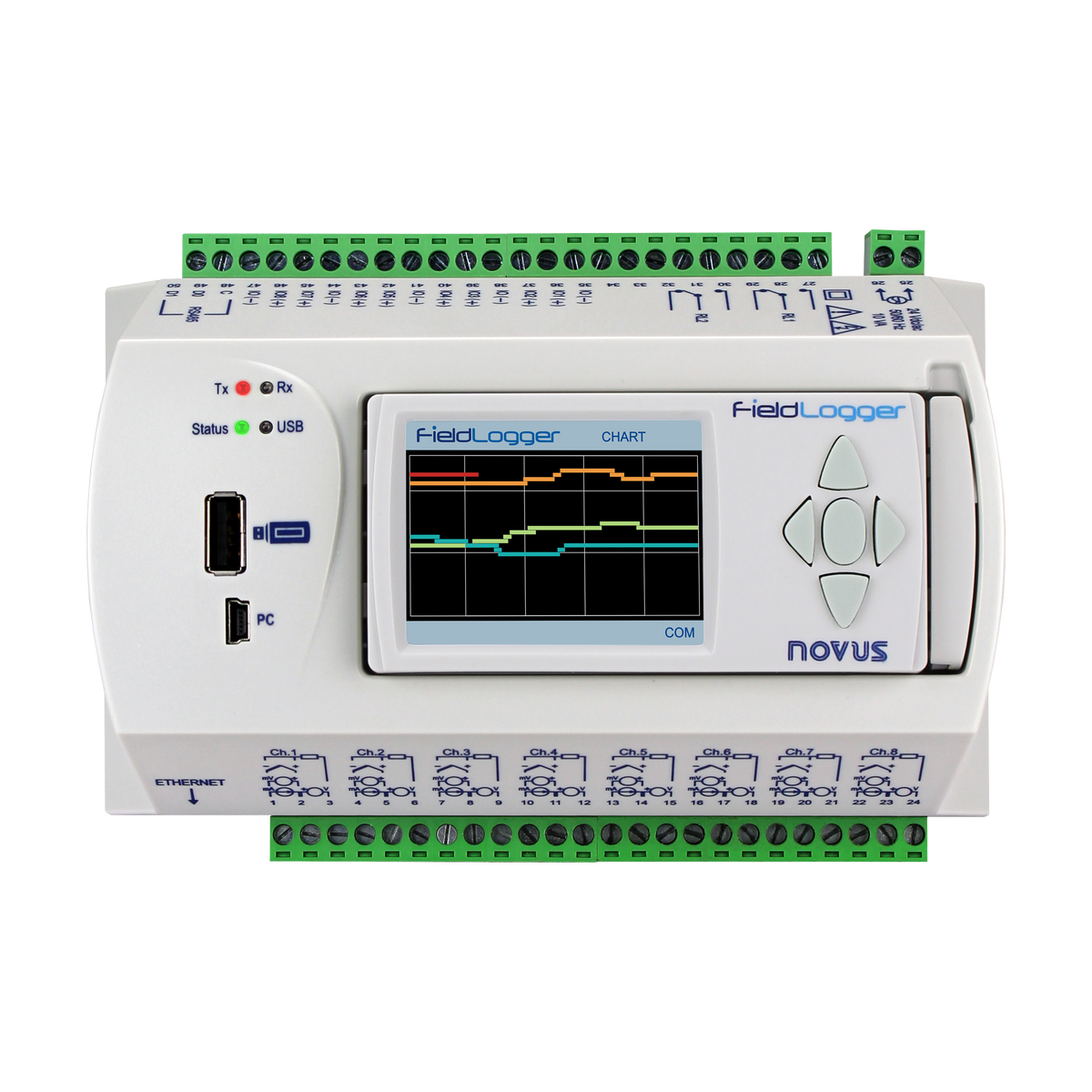 Multichannel Data Logger Ethernet, RS485, HMI 24V | Novus FieldLogger ...