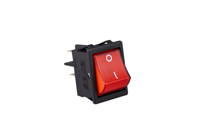 EMAS A14B1K11 Illuminated Red Rocker Switch DPST 16A 230V (30x22mm)