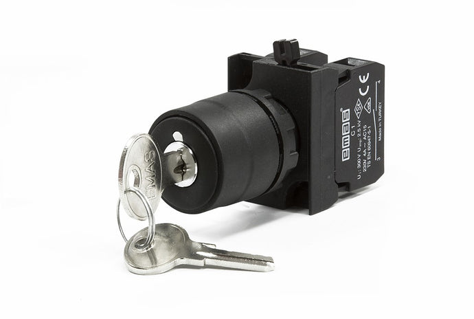 EMAS CP101AC20 - Key Switch On/Off (0-1) Stay Put Removal All Positions (2 N.O.)